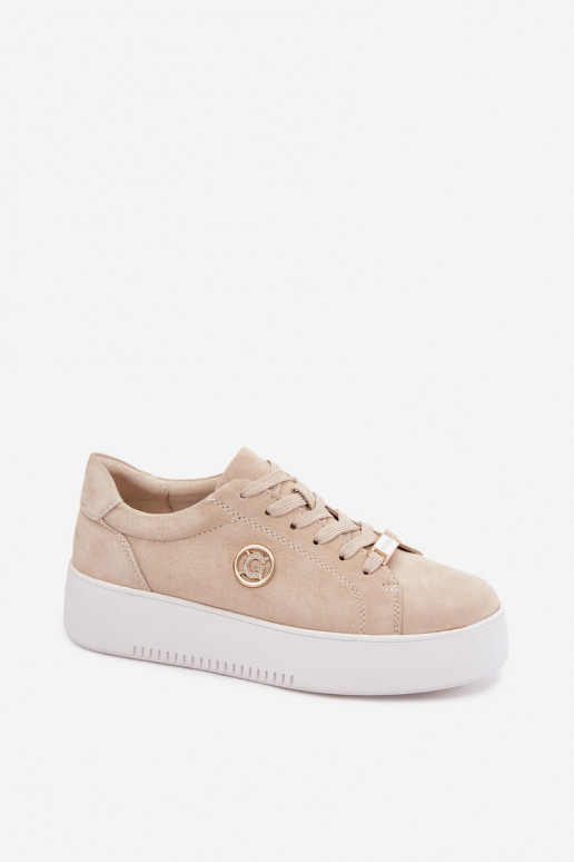 Sneakers color sabbia da donna in suede sintetico con piattaforma Dainty