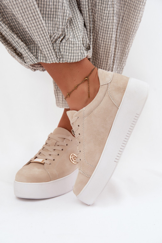 Sneakers color sabbia da donna in suede sintetico con piattaforma Dainty