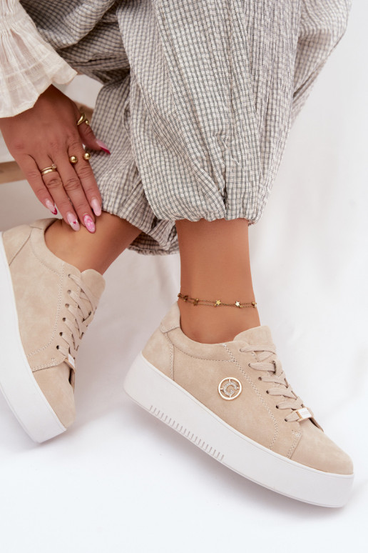 Sneakers color sabbia da donna in suede sintetico con piattaforma Dainty