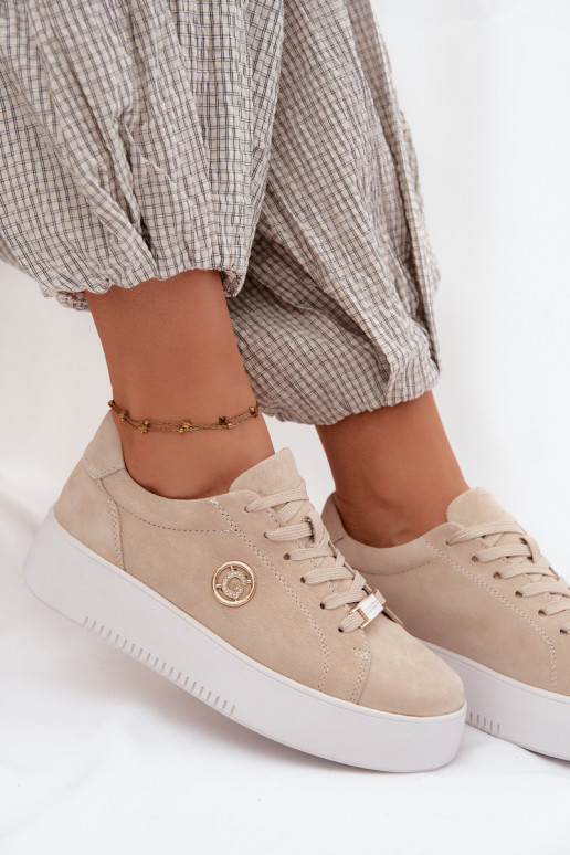 Sneakers color sabbia da donna in suede sintetico con piattaforma Dainty
