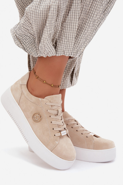 Sneakers color sabbia da donna in suede sintetico con piattaforma Dainty