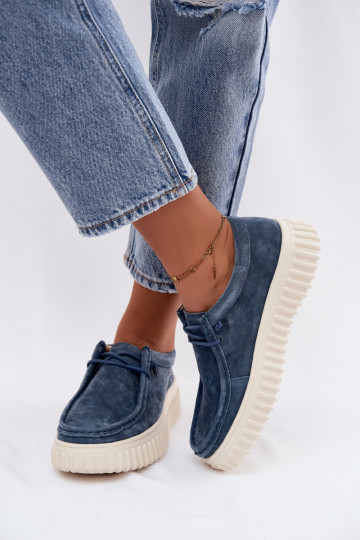 Scarpe blu da donna in suede sintetico con piattaforma Jamila 2