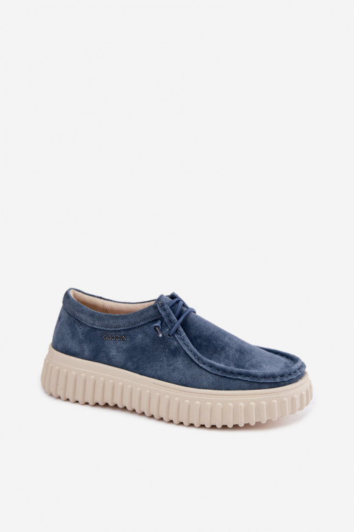 Scarpe blu da donna in suede sintetico con piattaforma Jamila