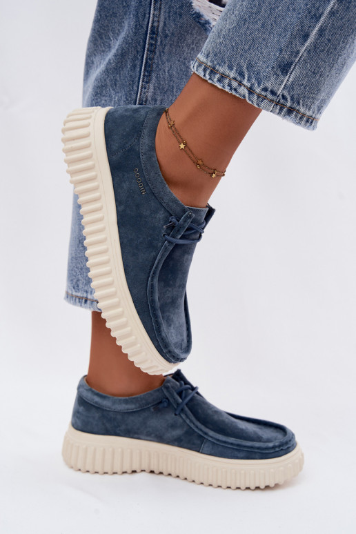 Scarpe blu da donna in suede sintetico con piattaforma Jamila