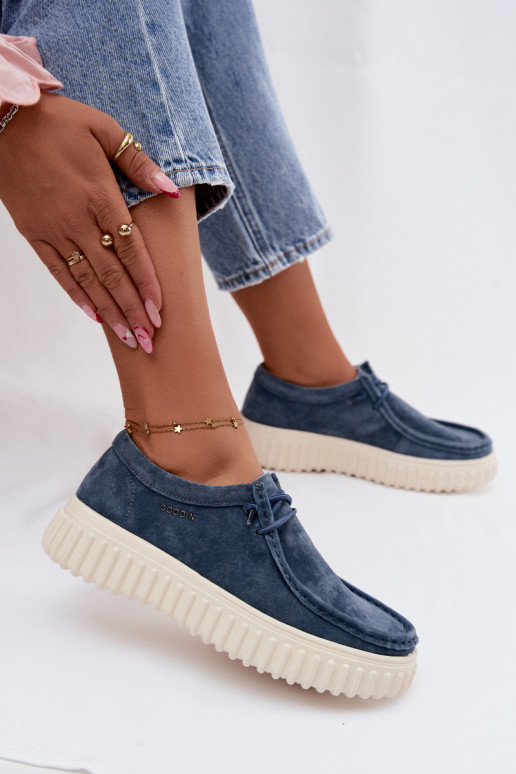 Scarpe blu da donna in suede sintetico con piattaforma Jamila
