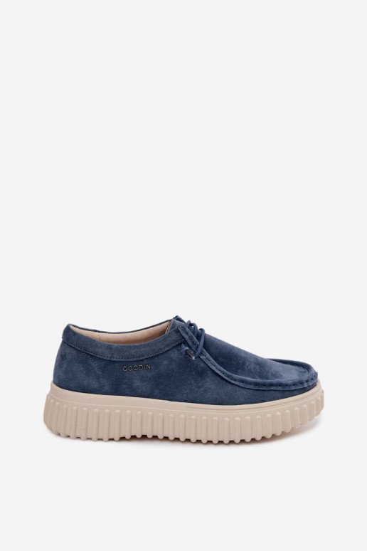Scarpe blu da donna in suede sintetico con piattaforma Jamila