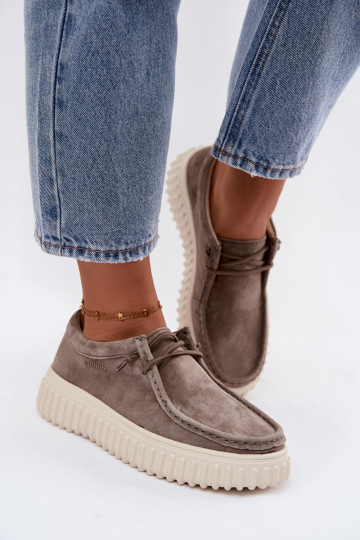 Scarpe color argilla da donna in suede sintetico con piattaforma Jamila