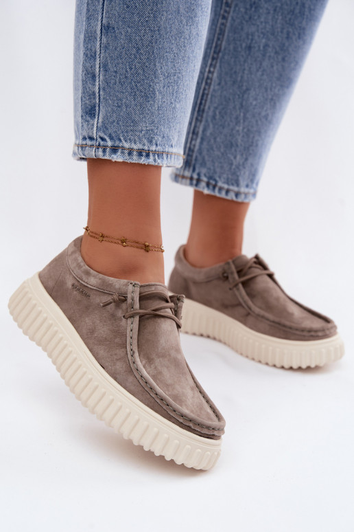 Scarpe color argilla da donna in suede sintetico con piattaforma Jamila