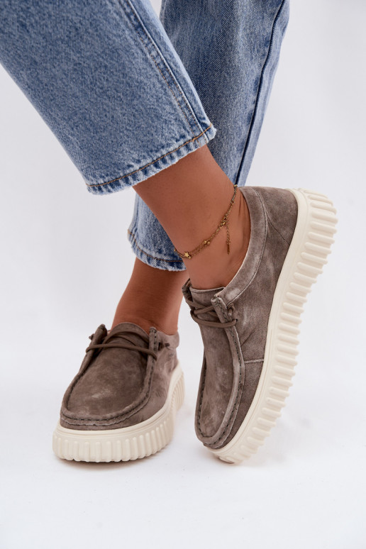 Scarpe color argilla da donna in suede sintetico con piattaforma Jamila