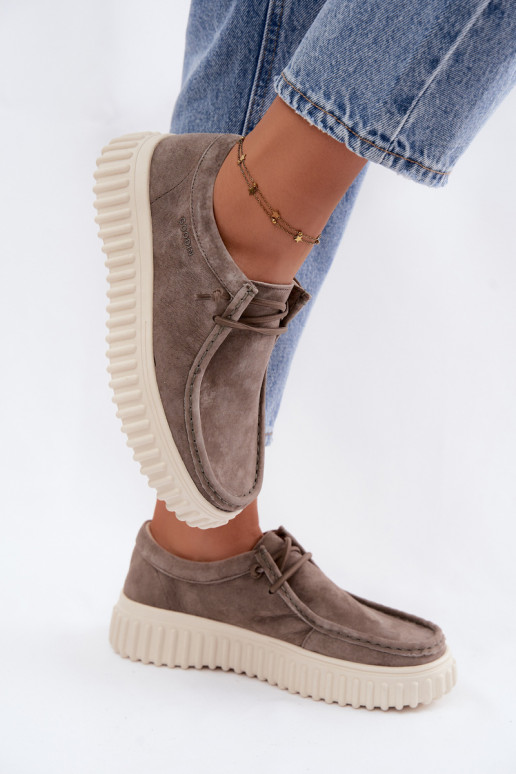 Scarpe color argilla da donna in suede sintetico con piattaforma Jamila