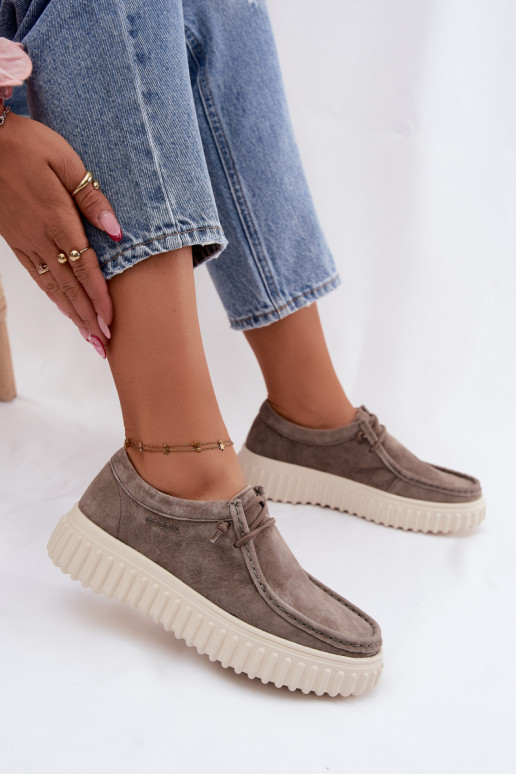 Scarpe color argilla da donna in suede sintetico con piattaforma Jamila