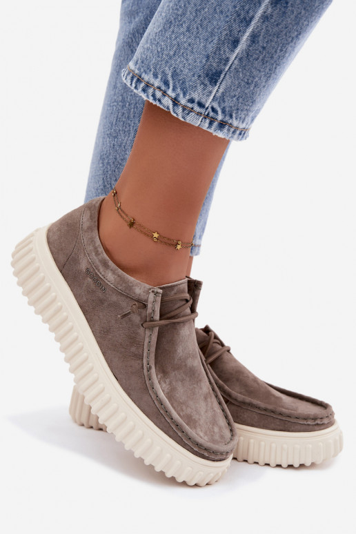 Scarpe color argilla da donna in suede sintetico con piattaforma Jamila
