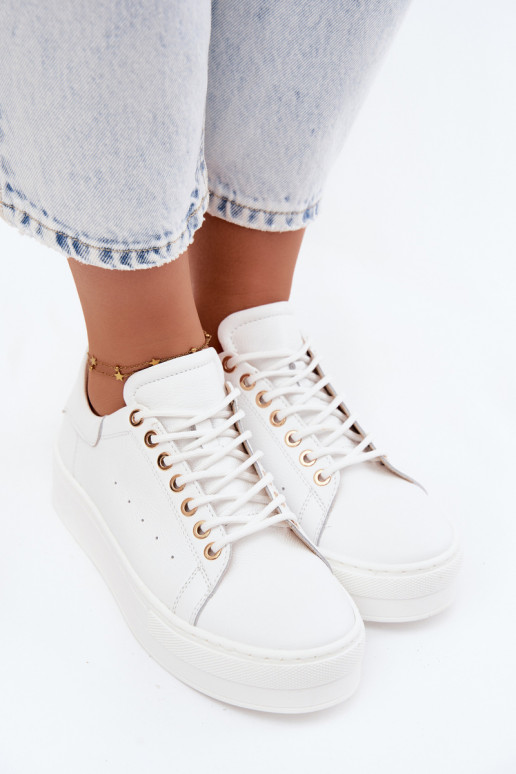 Sneakers bianchi da donna con piattaforma Zazoo N408S7
