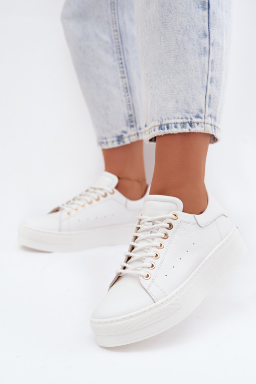 Sneakers bianchi da donna con piattaforma Zazoo N408S7