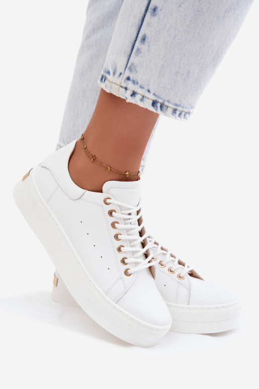 Sneakers bianchi da donna con piattaforma Zazoo N408S7