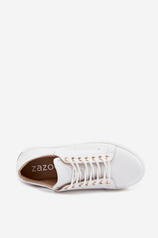 Sneakers bianchi da donna con piattaforma Zazoo N408S7