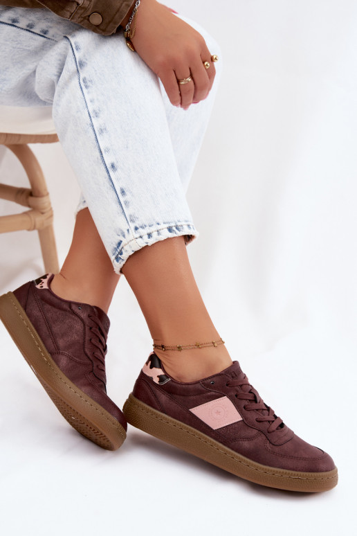 Sneakers lucidi per donne Big Star UU274016 in colore bordeaux