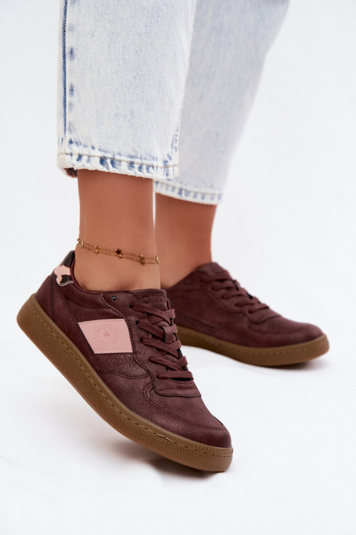 Sneakers lucidi per donne Big Star UU274016 in colore bordeaux