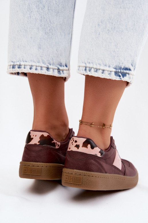 Sneakers lucidi per donne Big Star UU274016 in colore bordeaux