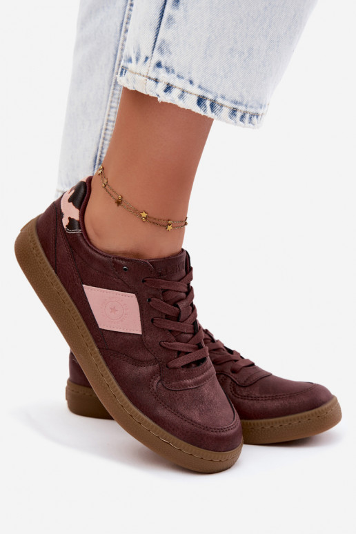 Sneakers lucidi per donne Big Star UU274016 in colore bordeaux