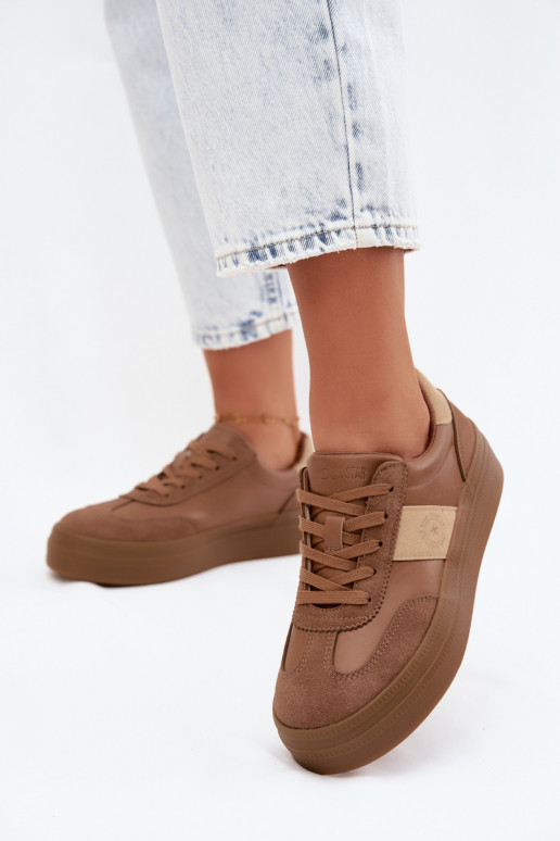 Sneakers per donne con plateau Big Star UU274015 in colore marrone