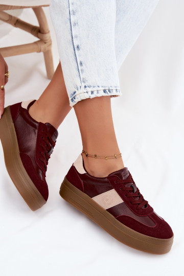 Sneakers per donne con plateau Big Star UU274013 in colore bordeaux