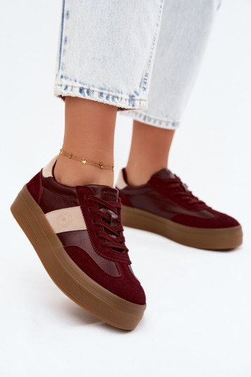 Sneakers per donne con plateau Big Star UU274013 in colore bordeaux 2