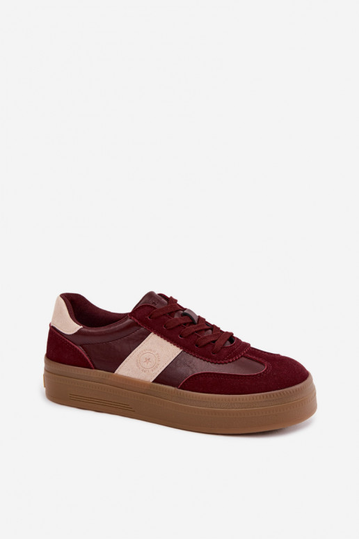 Sneakers per donne con plateau Big Star UU274013 in colore bordeaux