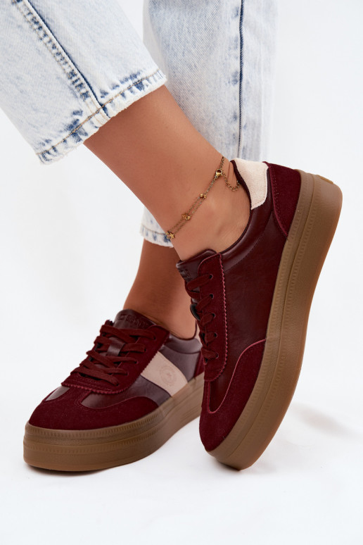Sneakers per donne con plateau Big Star UU274013 in colore bordeaux