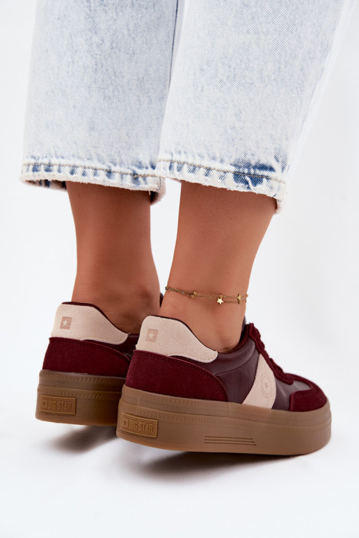 Sneakers per donne con plateau Big Star UU274013 in colore bordeaux