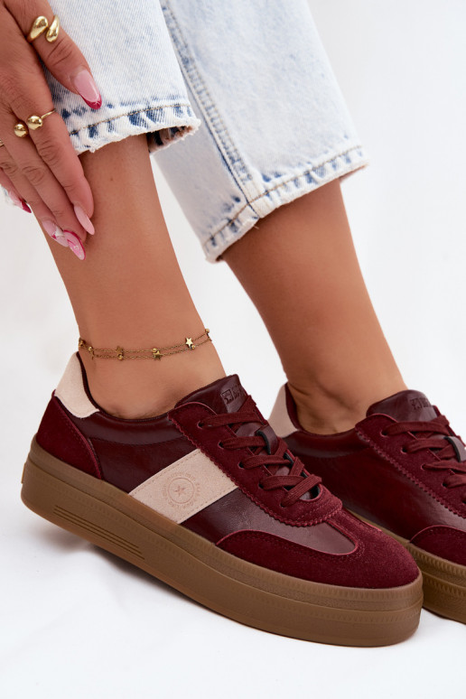 Sneakers per donne con plateau Big Star UU274013 in colore bordeaux
