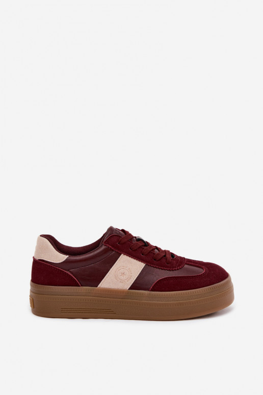 Sneakers per donne con plateau Big Star UU274013 in colore bordeaux
