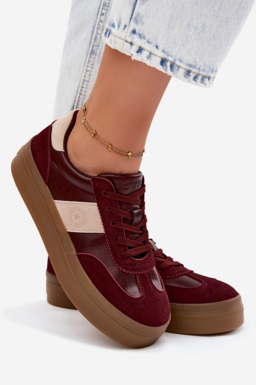 Sneakers per donne con plateau Big Star UU274013 in colore bordeaux