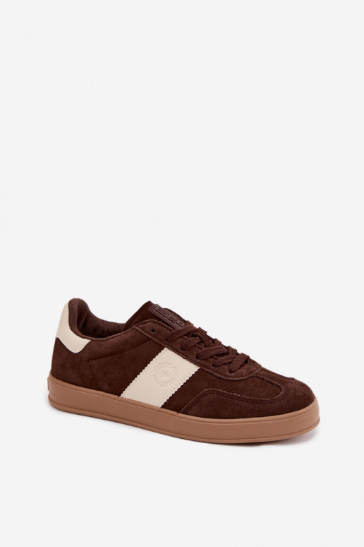 Sneakers per donne in ecopelle scamosciata Big Star UU274008 in colore cioccolato