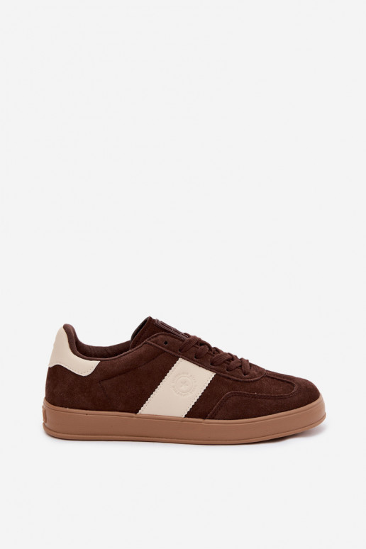 Sneakers per donne in ecopelle scamosciata Big Star UU274008 in colore cioccolato