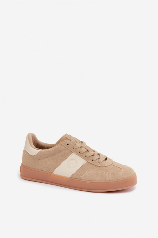 Sneakers per donne in ecopelle scamosciata Big Star UU274009 in colore sabbia