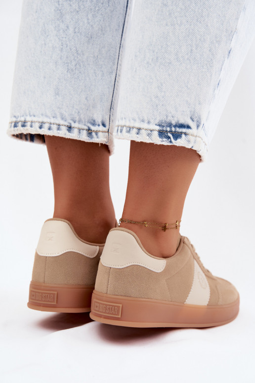 Sneakers per donne in ecopelle scamosciata Big Star UU274009 in colore sabbia