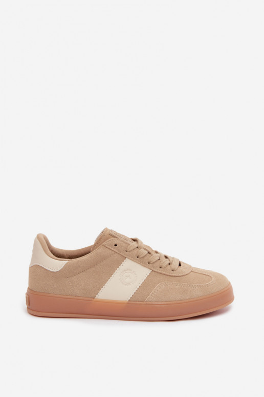 Sneakers per donne in ecopelle scamosciata Big Star UU274009 in colore sabbia