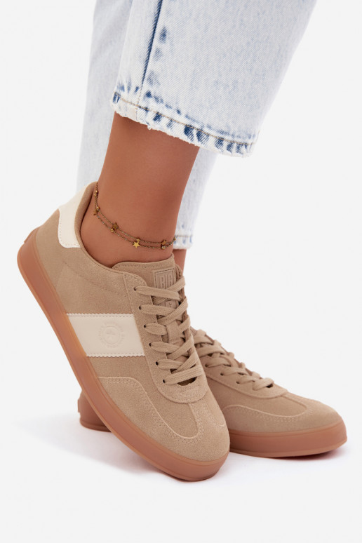 Sneakers per donne in ecopelle scamosciata Big Star UU274009 in colore sabbia