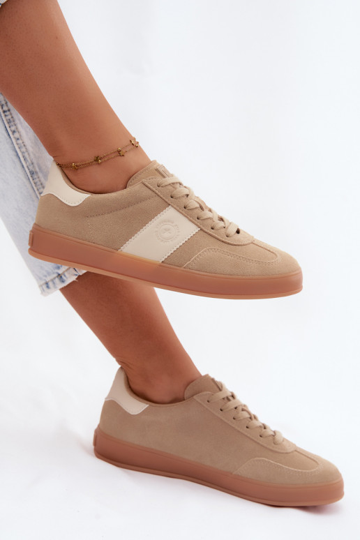 Sneakers per donne in ecopelle scamosciata Big Star UU274009 in colore sabbia