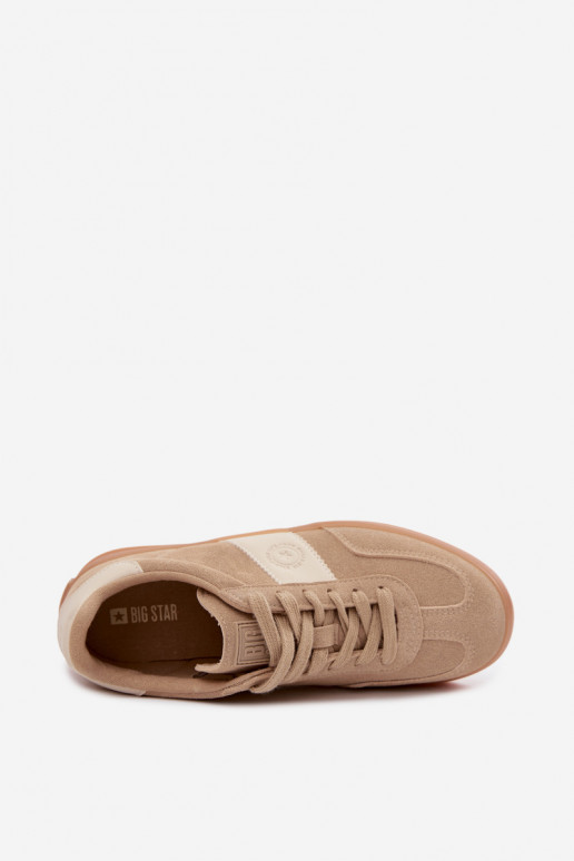 Sneakers per donne in ecopelle scamosciata Big Star UU274009 in colore sabbia