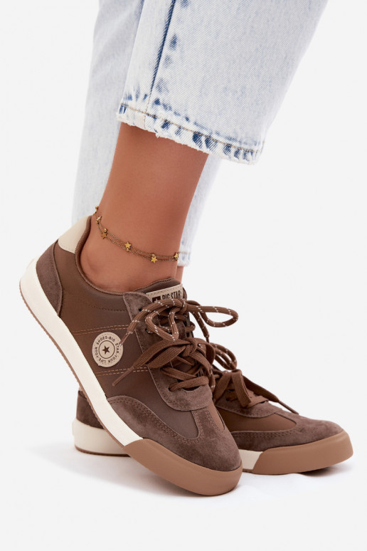 Sneakers in camoscio per donne con lacci doppi Big Star UU274002 in colore marrone