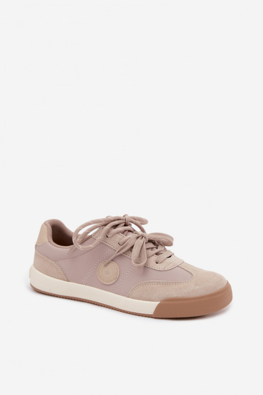 Sneakers in camoscio per donne con lacci doppi Big Star UU274001 in colore sabbia
