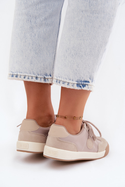 Sneakers in camoscio per donne con lacci doppi Big Star UU274001 in colore sabbia