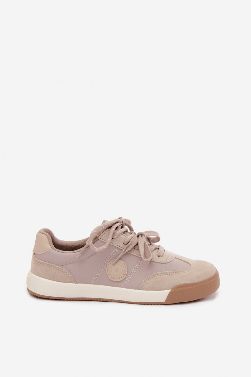 Sneakers in camoscio per donne con lacci doppi Big Star UU274001 in colore sabbia