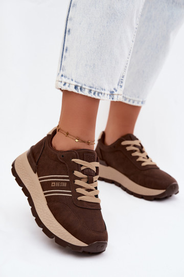Sneakers per donne con plateau Big Star UU274040 in colore cioccolato 2