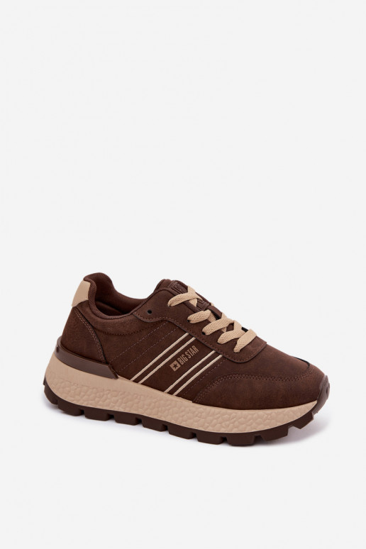 Sneakers per donne con plateau Big Star UU274040 in colore cioccolato