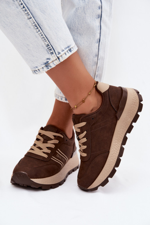 Sneakers per donne con plateau Big Star UU274040 in colore cioccolato