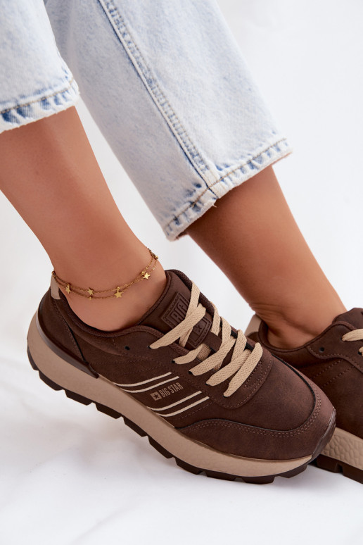 Sneakers per donne con plateau Big Star UU274040 in colore cioccolato