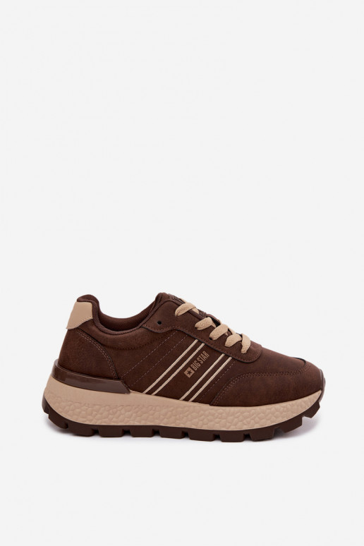Sneakers per donne con plateau Big Star UU274040 in colore cioccolato